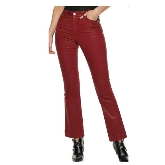 Nine west Womens high rise kicker FLARE crop jeans sz 4 Red new - Picture 1 of 3